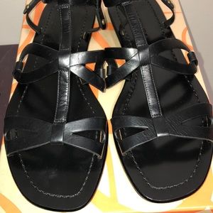 Black VIA Spiga leather sandal NEW IN BOX